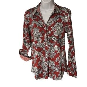 Chaps | Paisley Button Down Blouse Sz M EUC